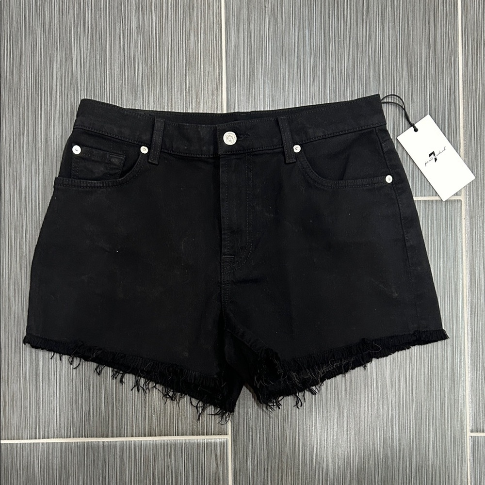7 For All Mankind Black Jean Shorts
